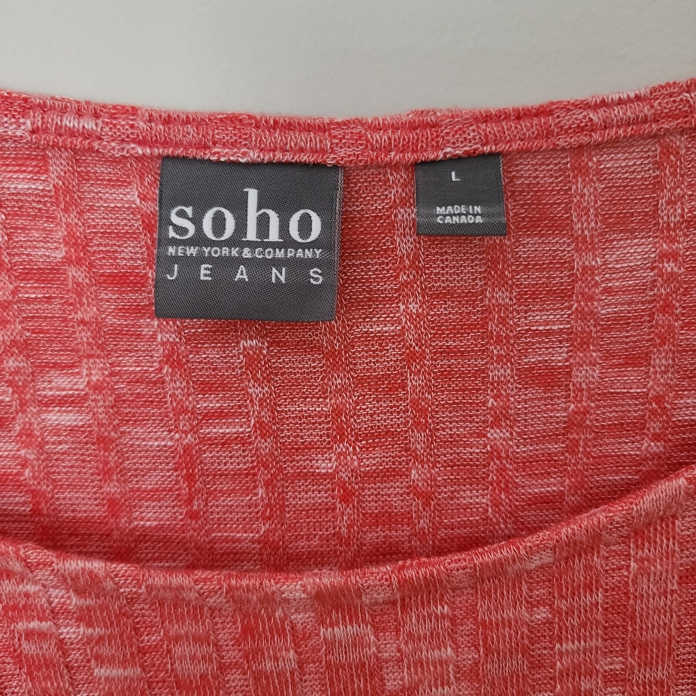 Soho New York & Company size L peach and white shirt - Picture 2 of 4